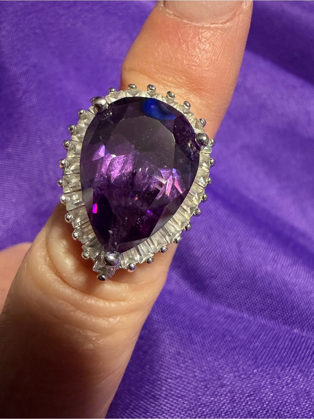 Park Lane Purple Teardrop Crystal Statement Ring Size 7 New